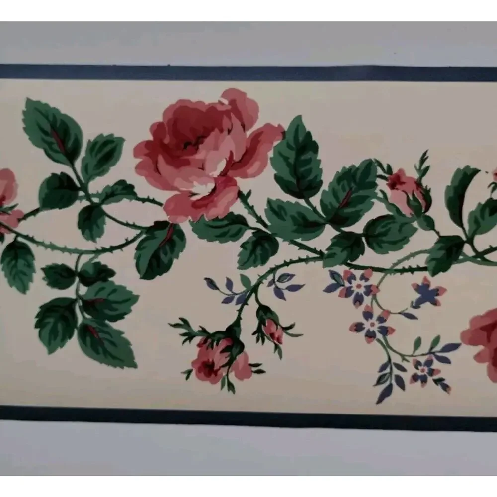 Chapters Wallcovering Pre-pasted Wall Border - Pink Blue Green Flowers - 5 yds